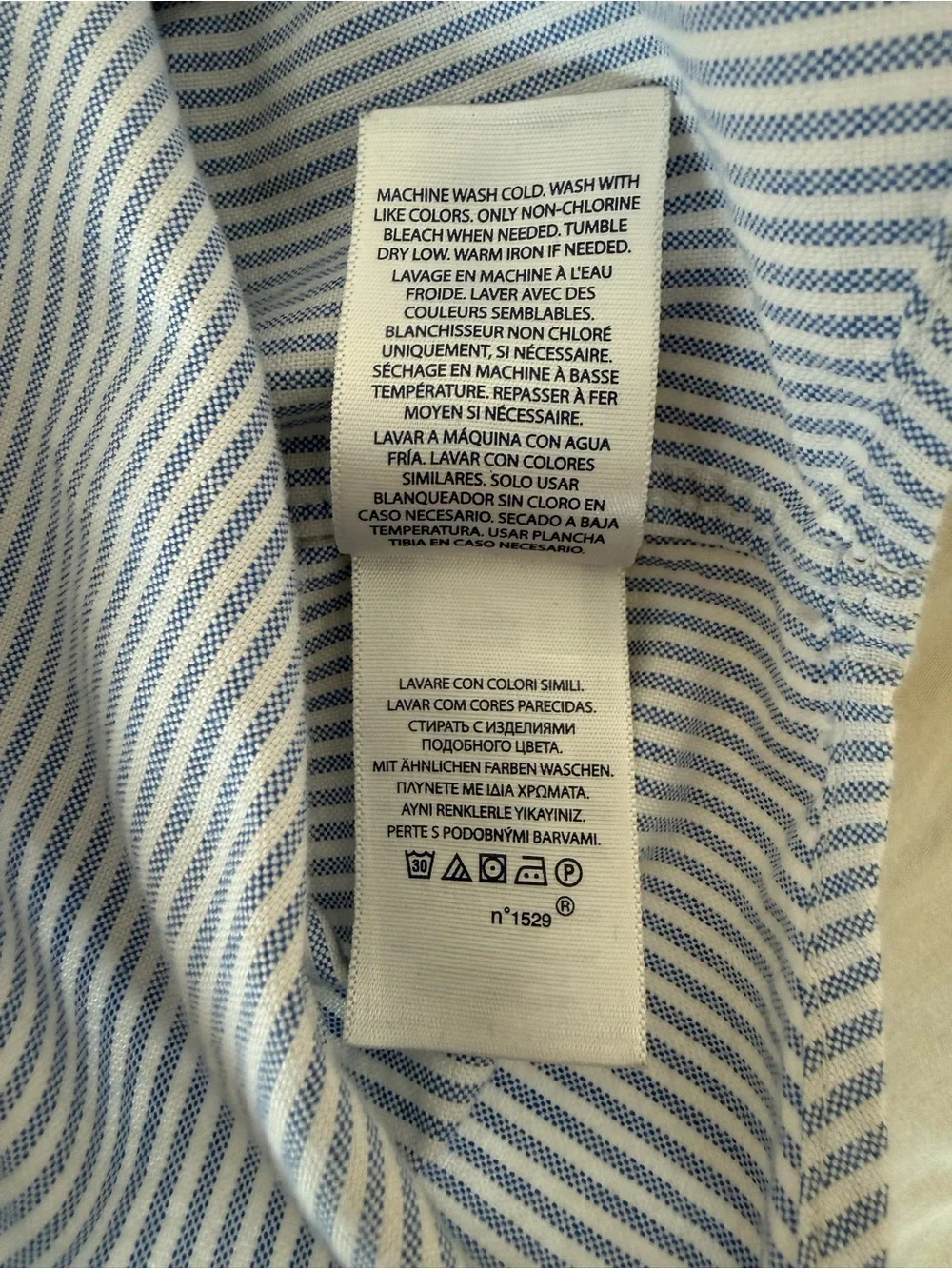 Ralph Lauren Light Blue & White Striped Button-Down Shirt 4T Large logo on front